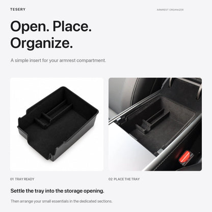 TESERY Armrest Organizer Console Tray for Model 3 / Model Y