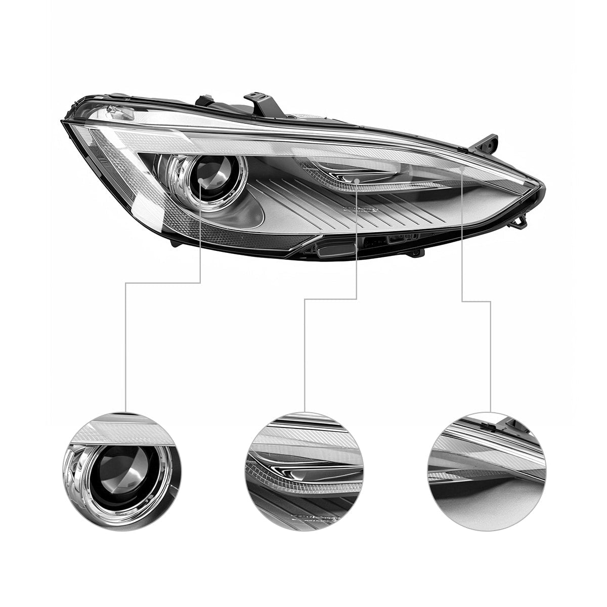 TESERY Bi-Xenon HID Headlight Replacement for Model S (12-15)