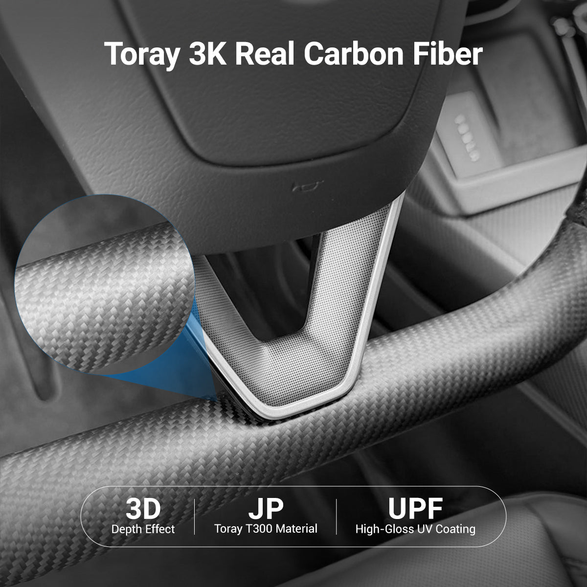TESERY Carbon Fiber Heated Yoke Steering Wheel for Model 3 Highland / Model Y Juniper
