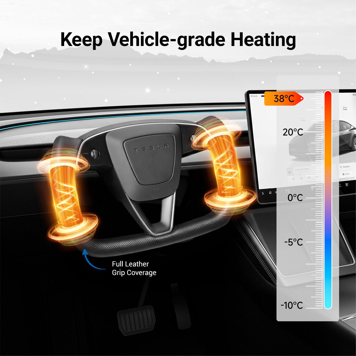TESERY Carbon Fiber Heated Yoke Steering Wheel for Model 3 Highland / Model Y Juniper