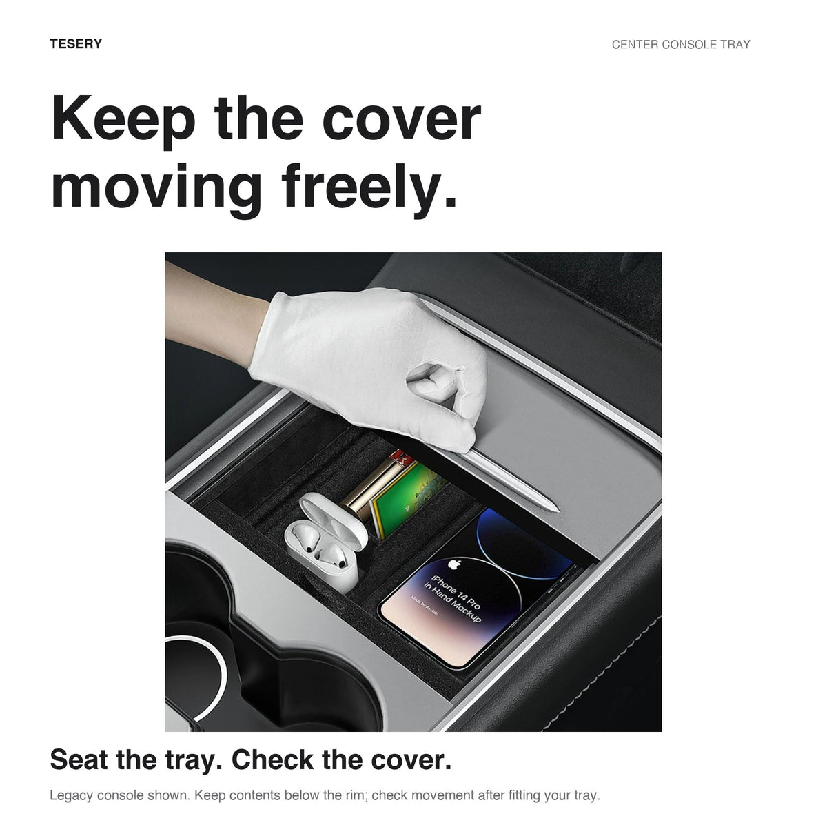 TESERY Center Console Tray for Model 3 & Model Y & Model YL