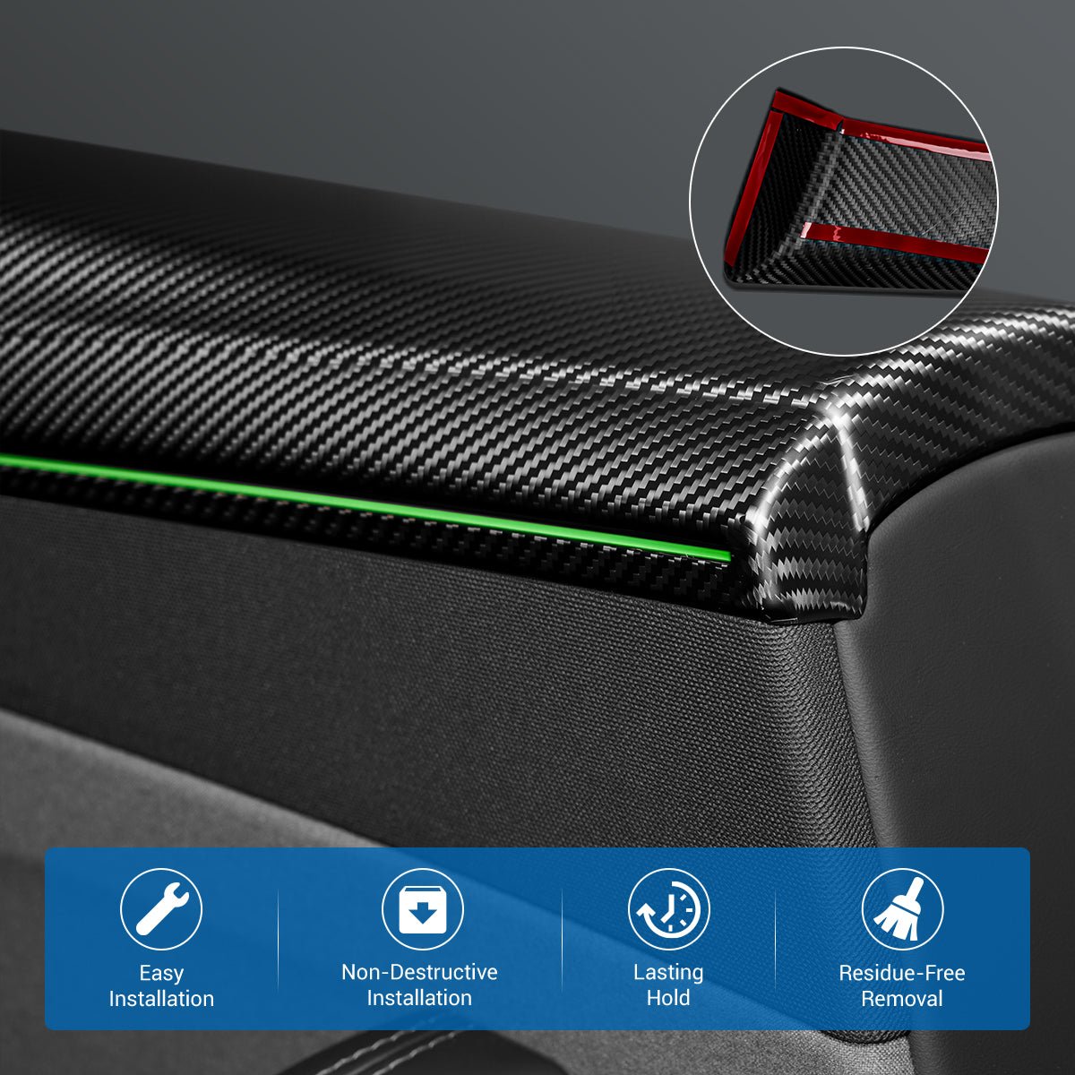 TESERY Dry Carbon Fiber Full Upper Oversized Extended Door Panel Overlays for Model Y Juniper