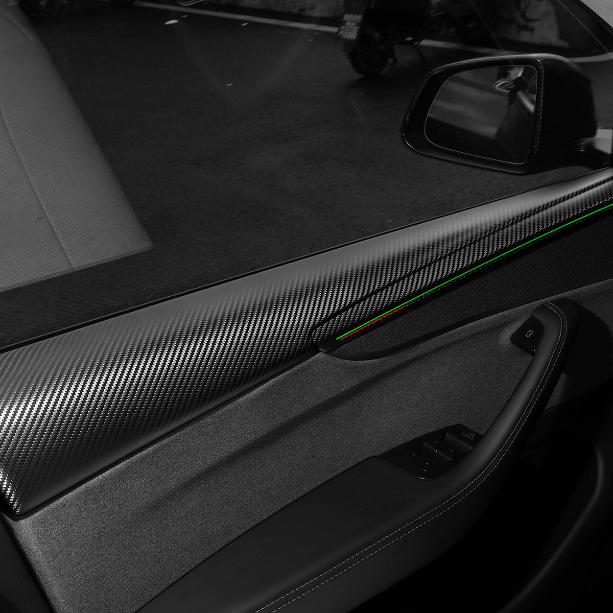 TESERY Dry Carbon Fiber Full Upper Oversized Extended Door Panel Overlays for Model Y Juniper