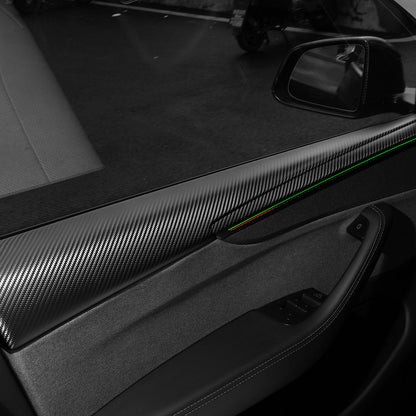 TESERY Dry Carbon Fiber Full Upper Oversized Extended Door Panel Overlays for Model Y Juniper