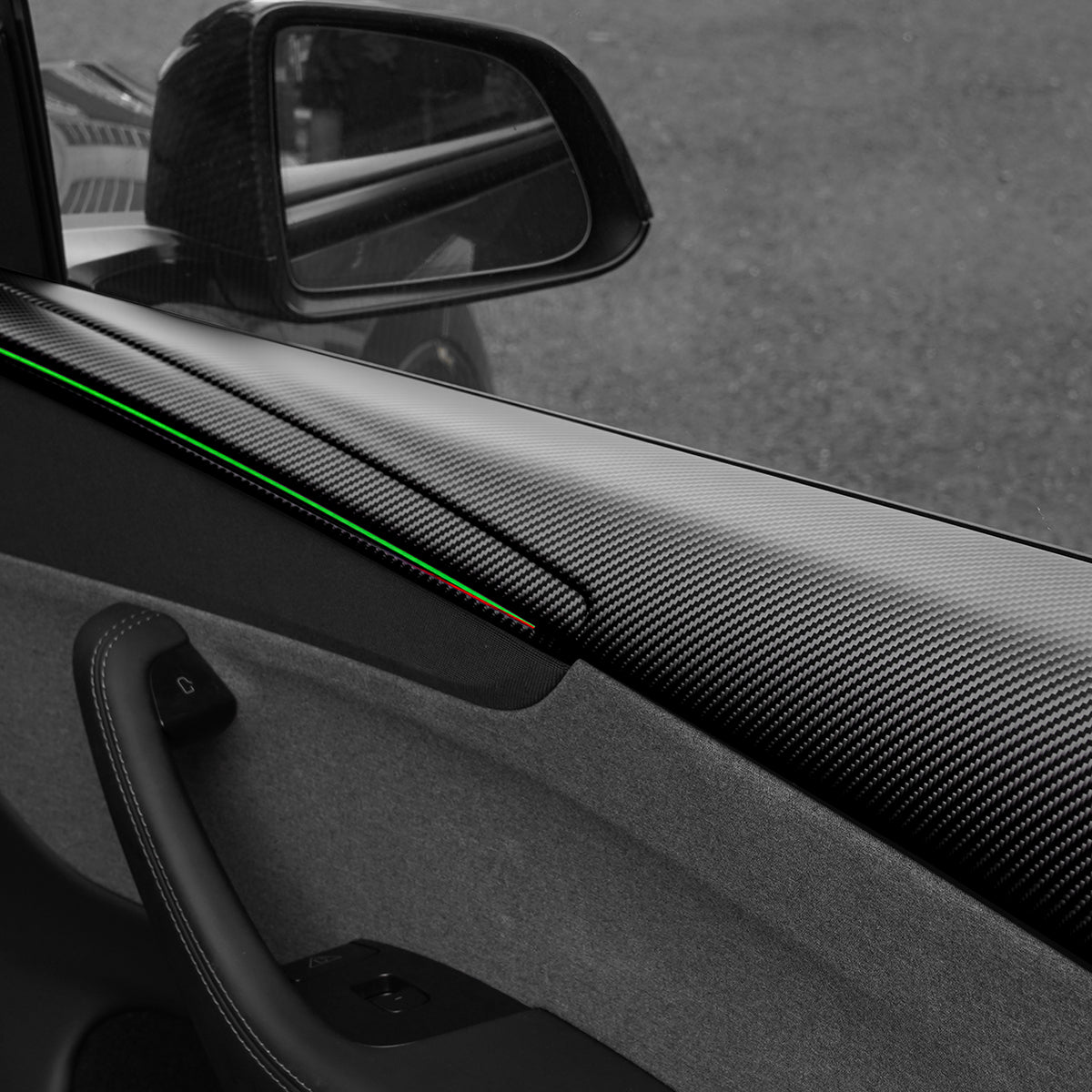 TESERY Dry Carbon Fiber Full Upper Oversized Extended Door Panel Overlays for Model Y Juniper