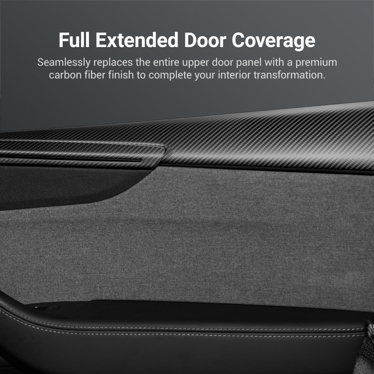 TESERY Dry Carbon Fiber Full Upper Oversized Extended Door Panel Overlays for Model Y Juniper