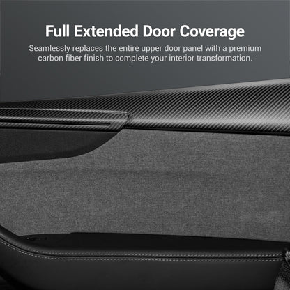 TESERY Dry Carbon Fiber Full Upper Oversized Extended Door Panel Overlays for Model Y Juniper