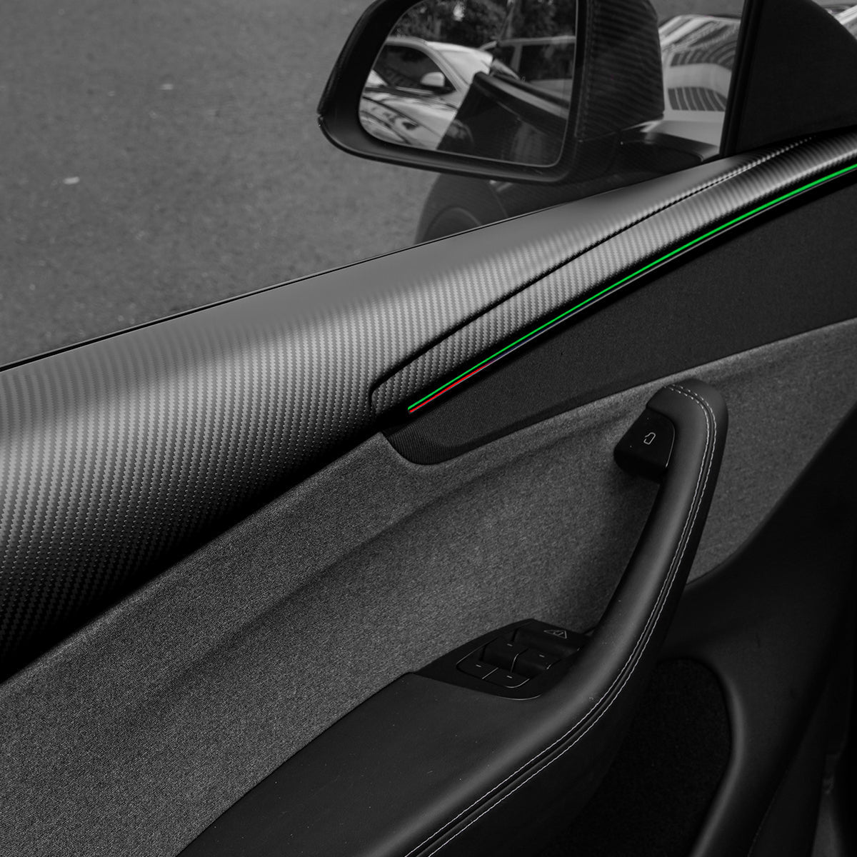 TESERY Dry Carbon Fiber Full Upper Oversized Extended Door Panel Overlays for Model Y Juniper