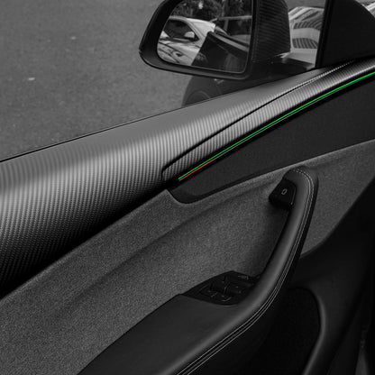 TESERY Dry Carbon Fiber Full Upper Oversized Extended Door Panel Overlays for Model Y Juniper