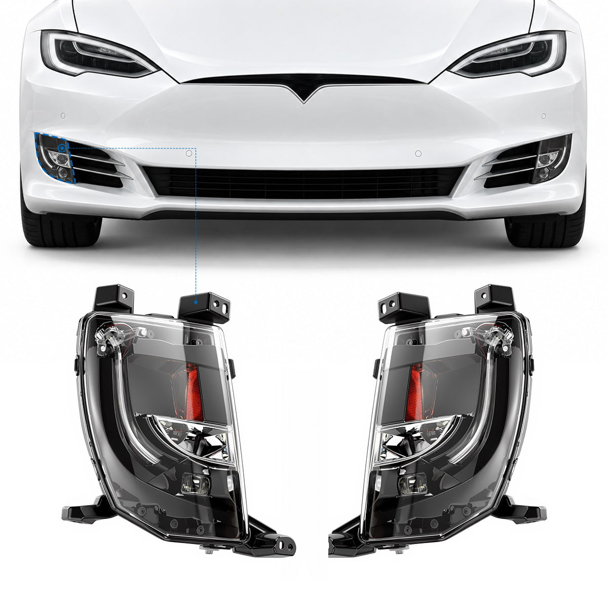 TESERY LED Fog Light Replacement for Model S (16-20)