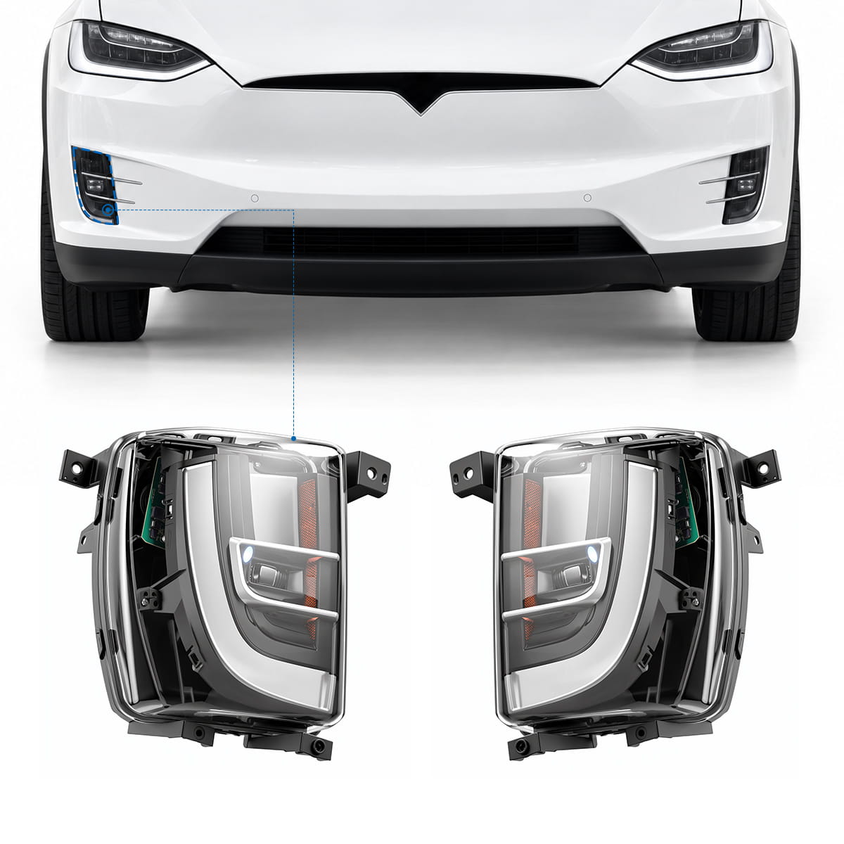 TESERY LED Fog Light Replacement for Model X (16-20)