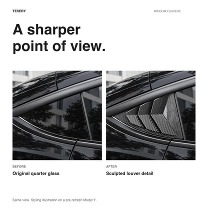 TESERY Rear Side Window Louvers Cover for Model Y | 3 Finishes | 2-Pack