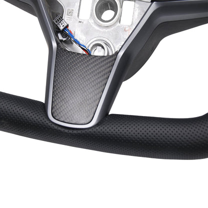 TESERY Perforated Leather Yoke Steering Wheel for Tesla Model 3 / Y【Style 35】