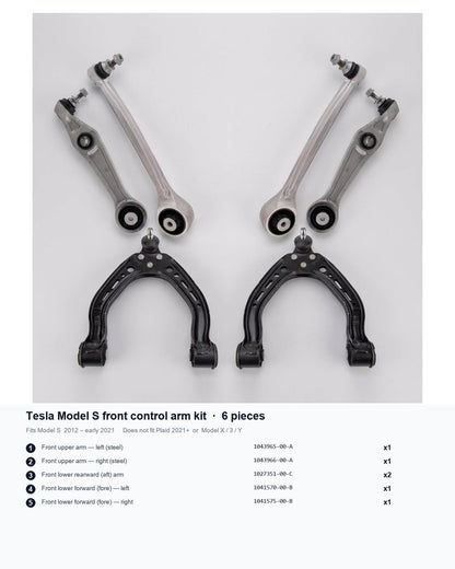 Tesla Model S Front Control Arm Kit, 6-Piece (2012–2021)