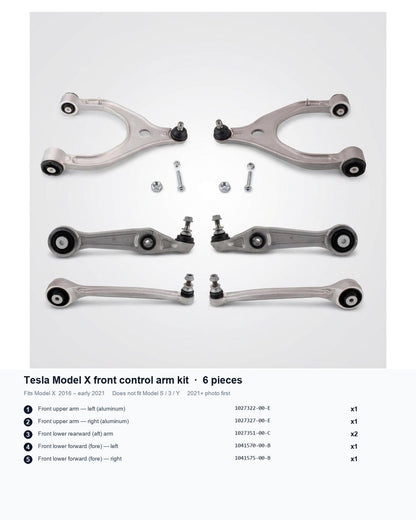 Tesla Model X Front Control Arm Kit, 6-Piece (2016–2021)