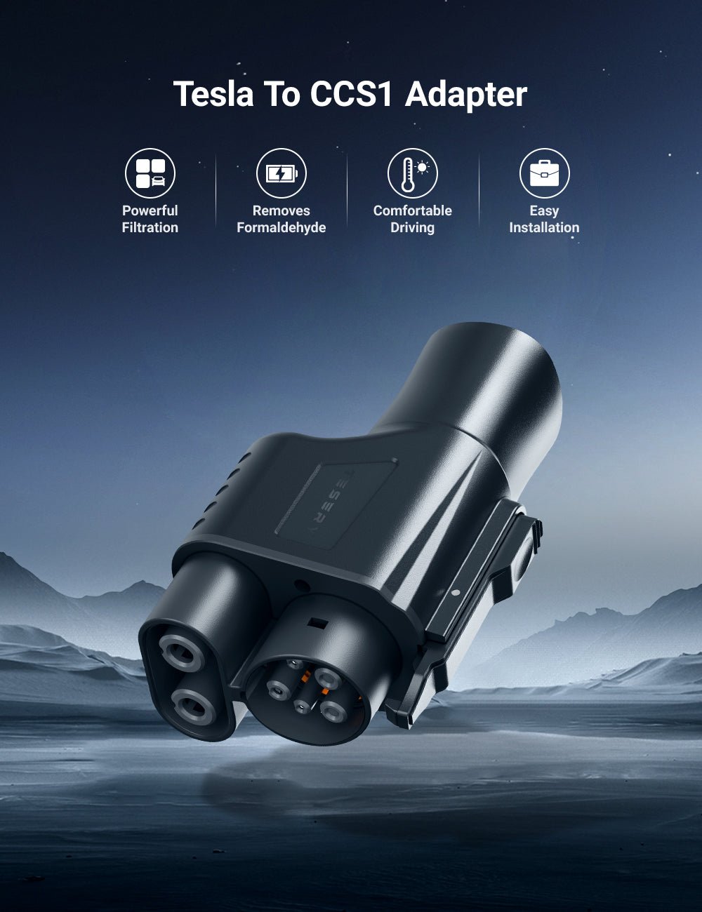Tesla NACS to CCS1 DC Fast Charging Adapter | 250kW/500A | Dual Temperature Protection