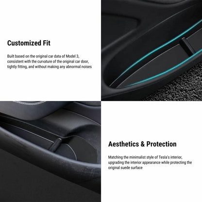 Door Side Organizer Tray for Tesla Model 3 2017-2023 (4 pcs)