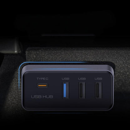 Glove Box USB Hub for Model 3/Y 2021.11+ | Dedicated Dashcam Port | Type-C | Compact