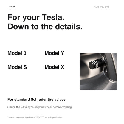 Valve Stem Caps 4 Pack Fit Suitable for Tesla 3/Y/S/X 2017-ON