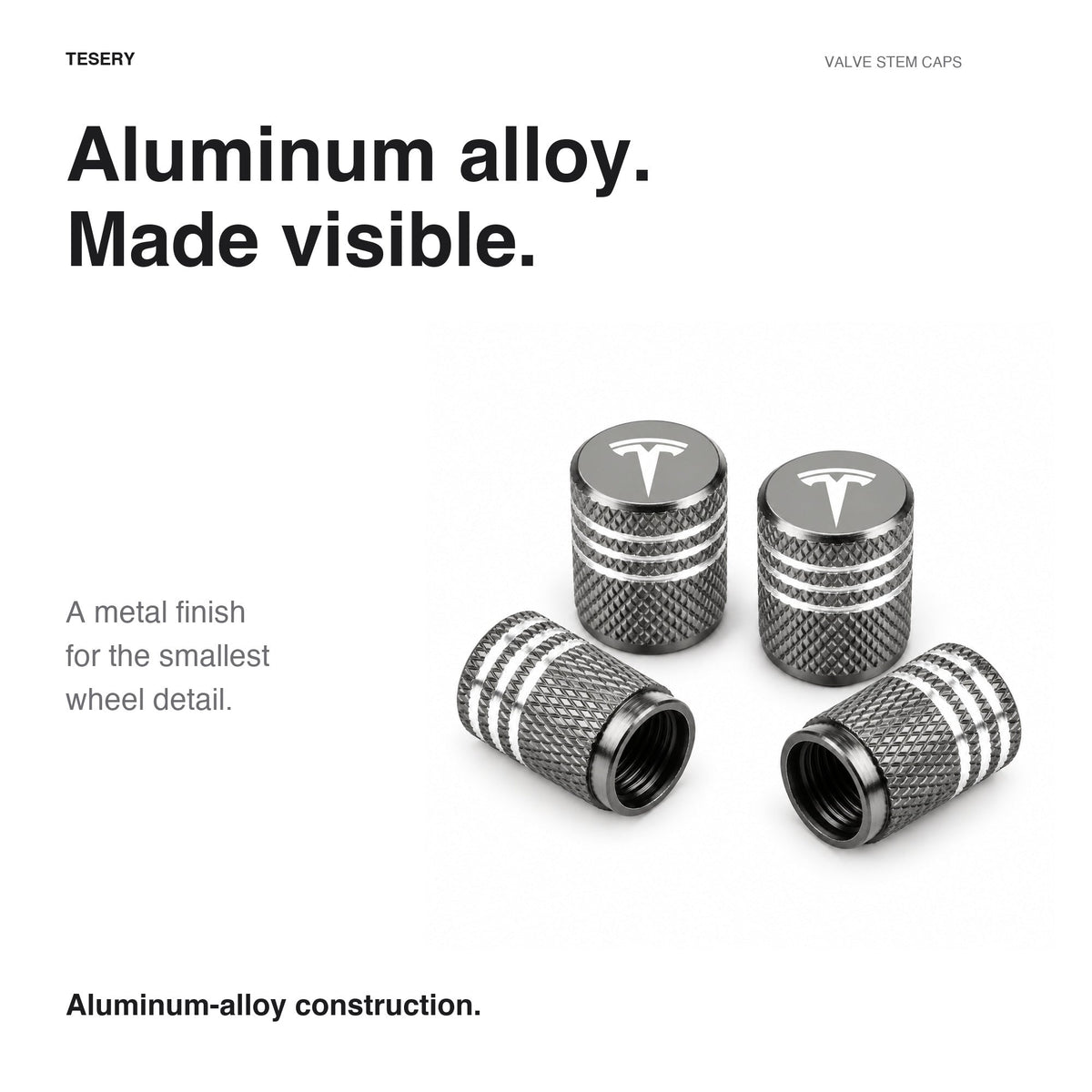 Valve Stem Caps 4 Pack Fit Suitable for Tesla 3/Y/S/X 2017-ON