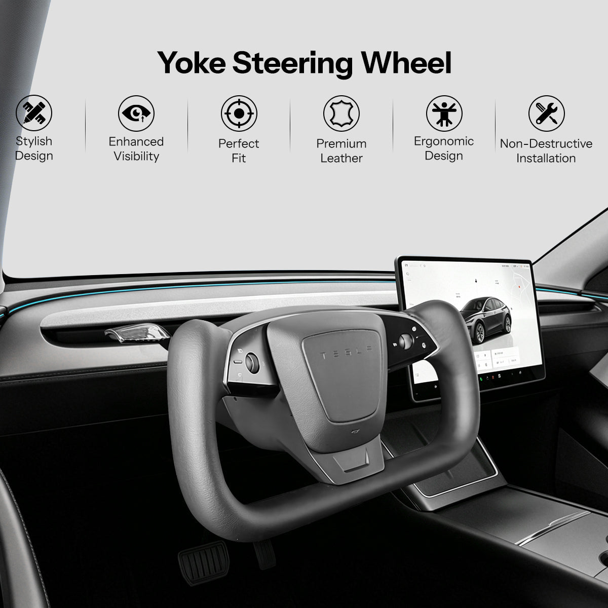 Yoke Steering Wheel for Model Y Juniper / Model 3 Highland【Inspired by Model S/X】